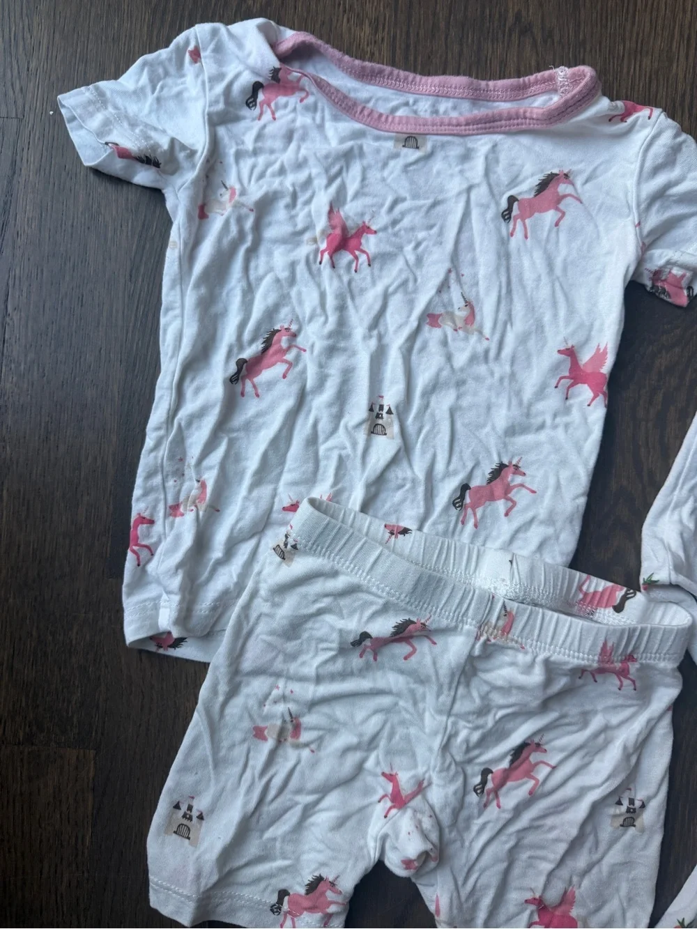Kyte Baby Girls White and Pink Strawberry & Unicorn Short Pajama Sets